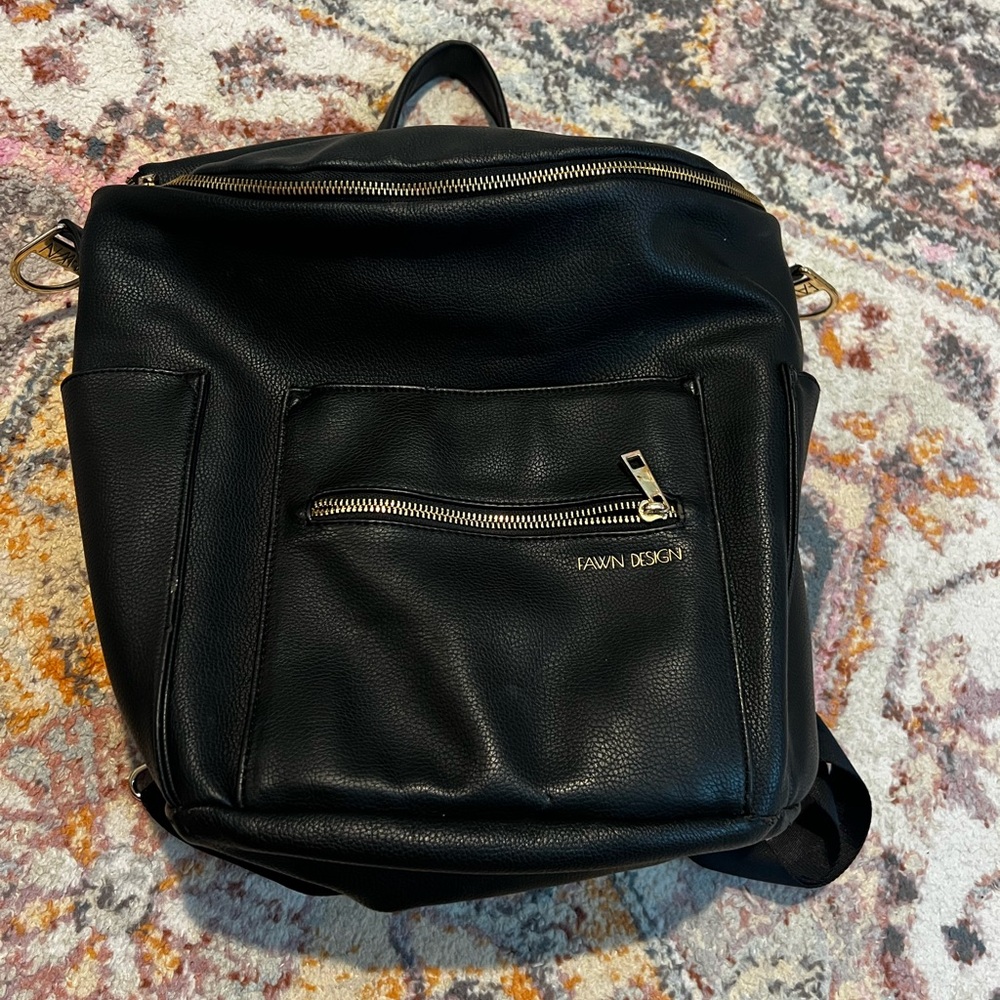 Fawn Design Black Backpack Sleek Minimalist Medium